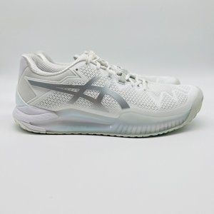 ASICS Gel Resolution 8 Tennis Shoes Mens  7.5 White Silver Trainers Sneakers